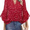 Women's 3/4 Sleeve Tops Dressy Casual Business Work Blouses Chiffon Office Shirts