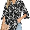 Women's Fall Long Sleeve Chiffon Blouse Winter V-Neck Tunic Tops Business Shirt
