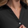 Womens Button Down Shirts Long Sleeve V Neck Collared Blouses Office Work Tops Chiffon Dressy Casual Shirts