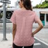 Womens White Chiffon Blouses Short Sleeve V Neck Shirts Summer Casual Polka Dot Tops